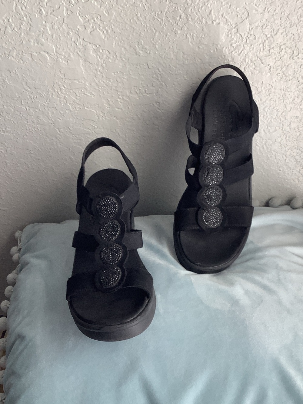 Skechers Black Beaded Slingback Sandals
